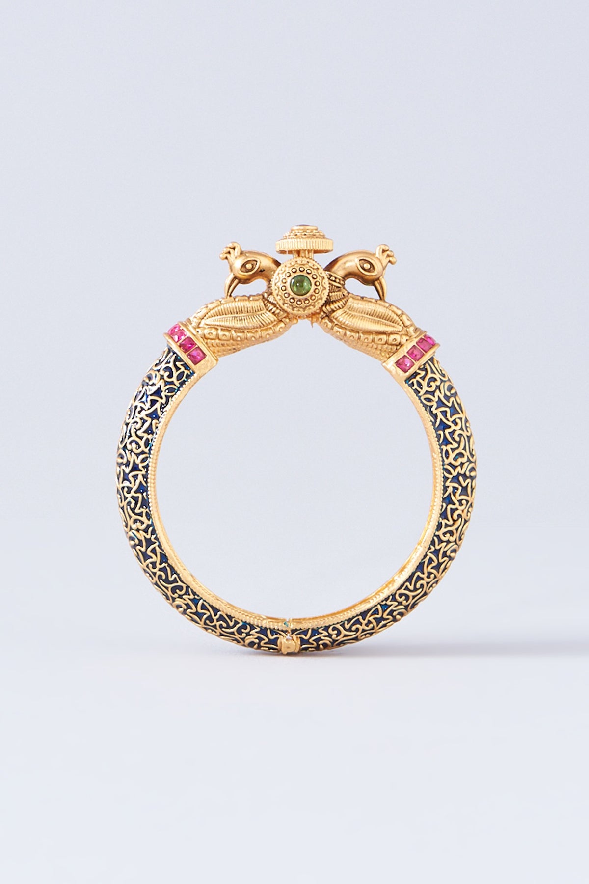 Gold Finish Multi-Colored Stone Enamelled Bangles (Set of 2)