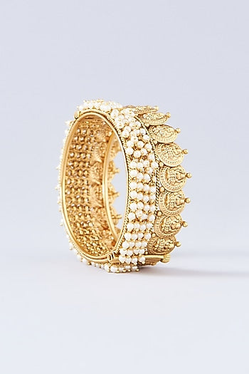 Gold Finish White Stone Bangles (Set Of 2)