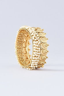 Gold Finish White Stone Bangles (Set Of 2)