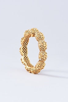 Gold Finish Temple Bangles (Set Of 2)