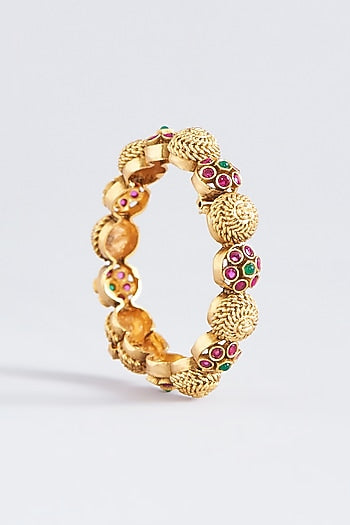 Gold Finish Multi-Colored Stone Bangles (Set Of 2)