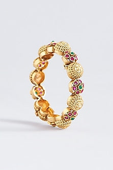 Gold Finish Multi-Colored Stone Bangles (Set Of 2)