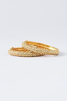 Gold Finish Temple Bangles (Set Of 2)