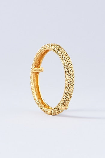 Gold Finish Temple Bangles (Set Of 2)