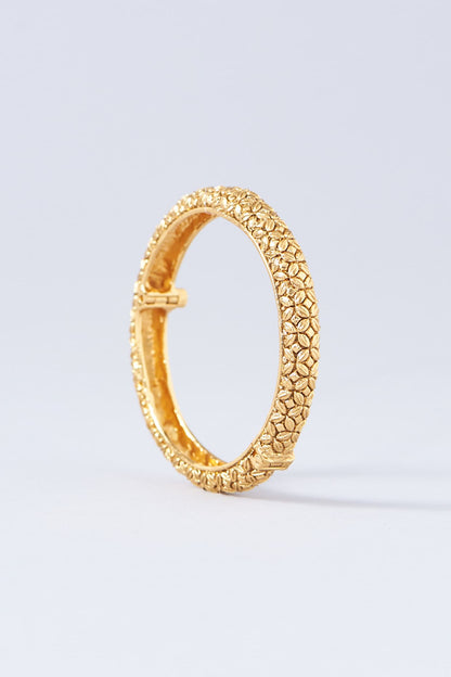 Gold Finish Temple Bangles (Set Of 2)