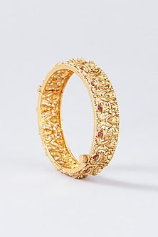 Gold Finish Temple Bangles (Set Of 2)