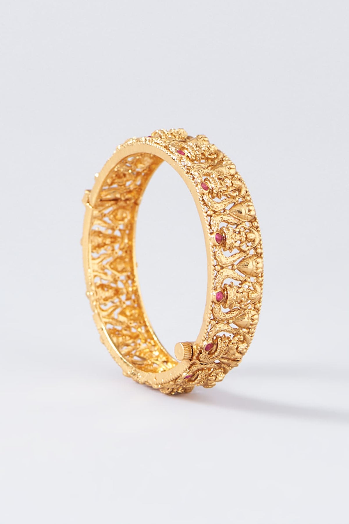 Gold Finish Temple Bangles (Set Of 2)