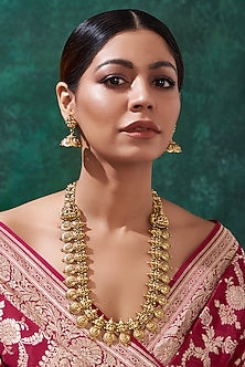 Gold Finish Temple Long Necklace Set