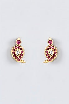 Gold Finish Pink Stone Necklace Set