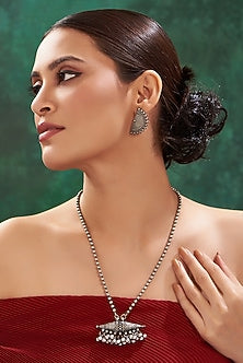 Oxidised Silver Finish Long Necklace Set