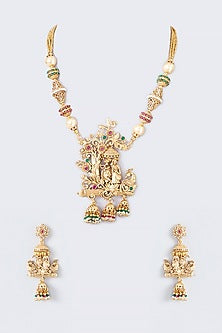 Gold Finish Temple Necklace Set
