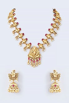 Gold Finish Temple Necklace Set