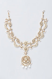 Gold Finish Kundan Polki & Pearl Matha Patti