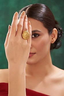 Gold Finish Textured Ring