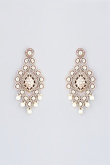 Rose Gold Finish Kundan Polki Dangler Earrings