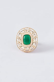 Gold Finish Green Stone Ring