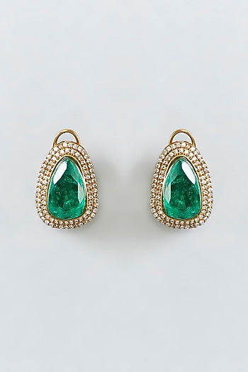 Gold Finish Zircon & Green Stone Necklace Set