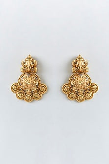 Gold Finish Ganesh Motif Temple Long Necklace Set