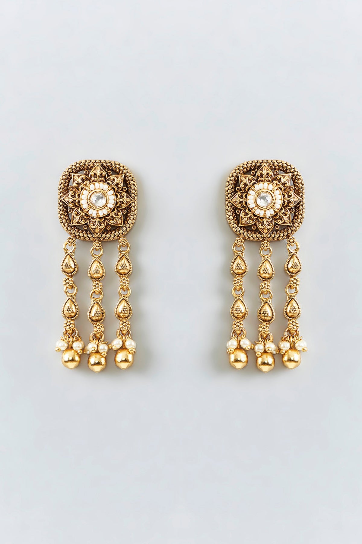 Gold Finish Piroi Work Temple Choker Necklace Set