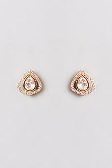 Rose Gold Finish Purple Stone & Kundan Polki Necklace Set
