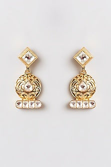 Gold Finish Kundan Polki Meenakari Long Pendant Necklace Set