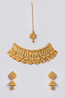 Gold Finish Temple Necklace Set