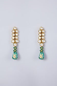 Gold Finish Green Beaded Necklace Set