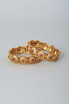 Gold Finish Ruby Stones Bangles