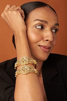 Gold Finish Temple Bangles