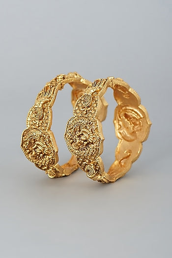 Gold Finish Temple Bangles