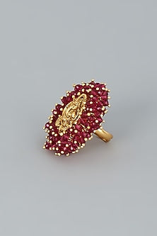 Gold Finish Ruby Ganesha Ring