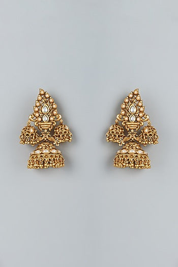 Gold Finish Shell Pearl Earrings