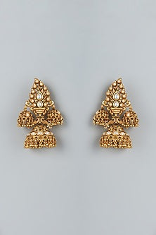 Gold Finish Shell Pearl Earrings