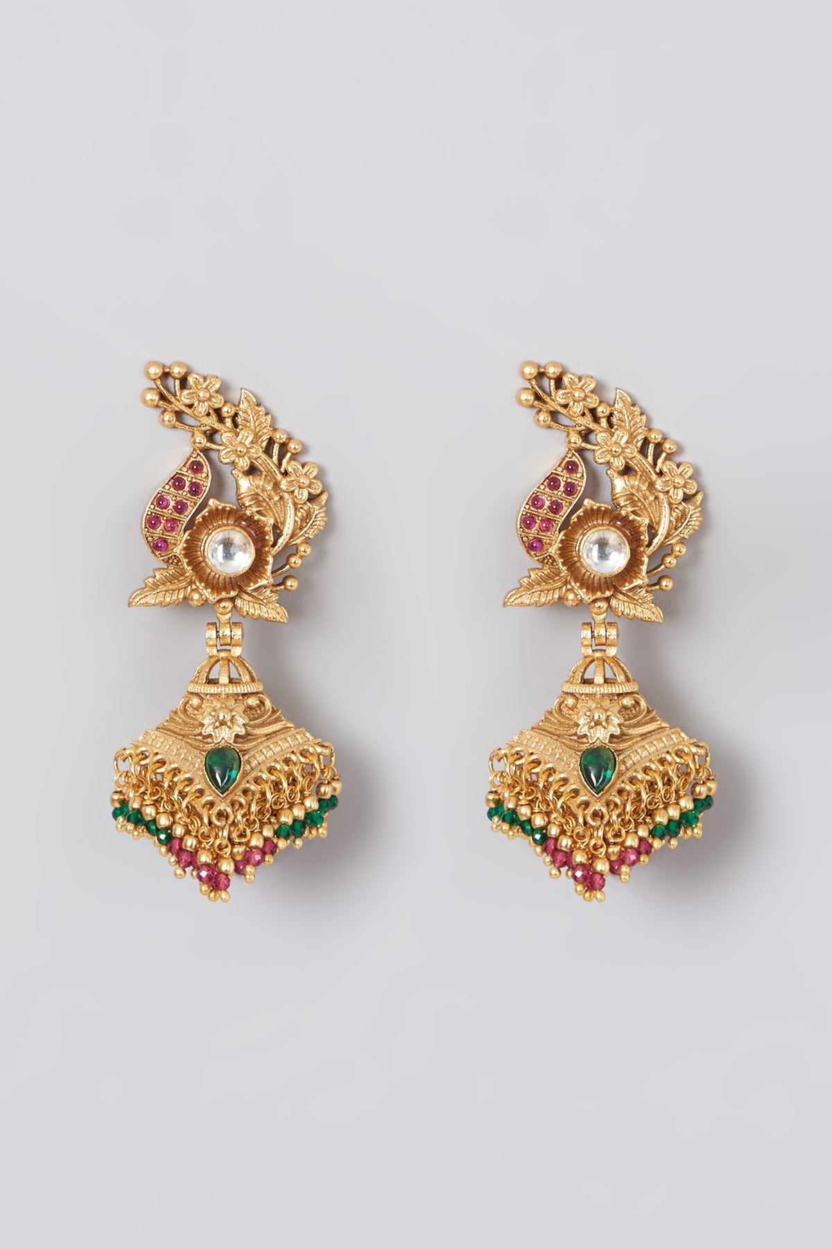 Gold Finish Beaded Earrings