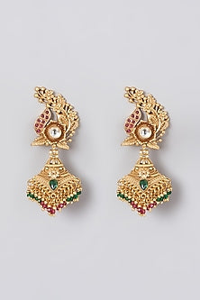 Gold Finish Beaded Earrings