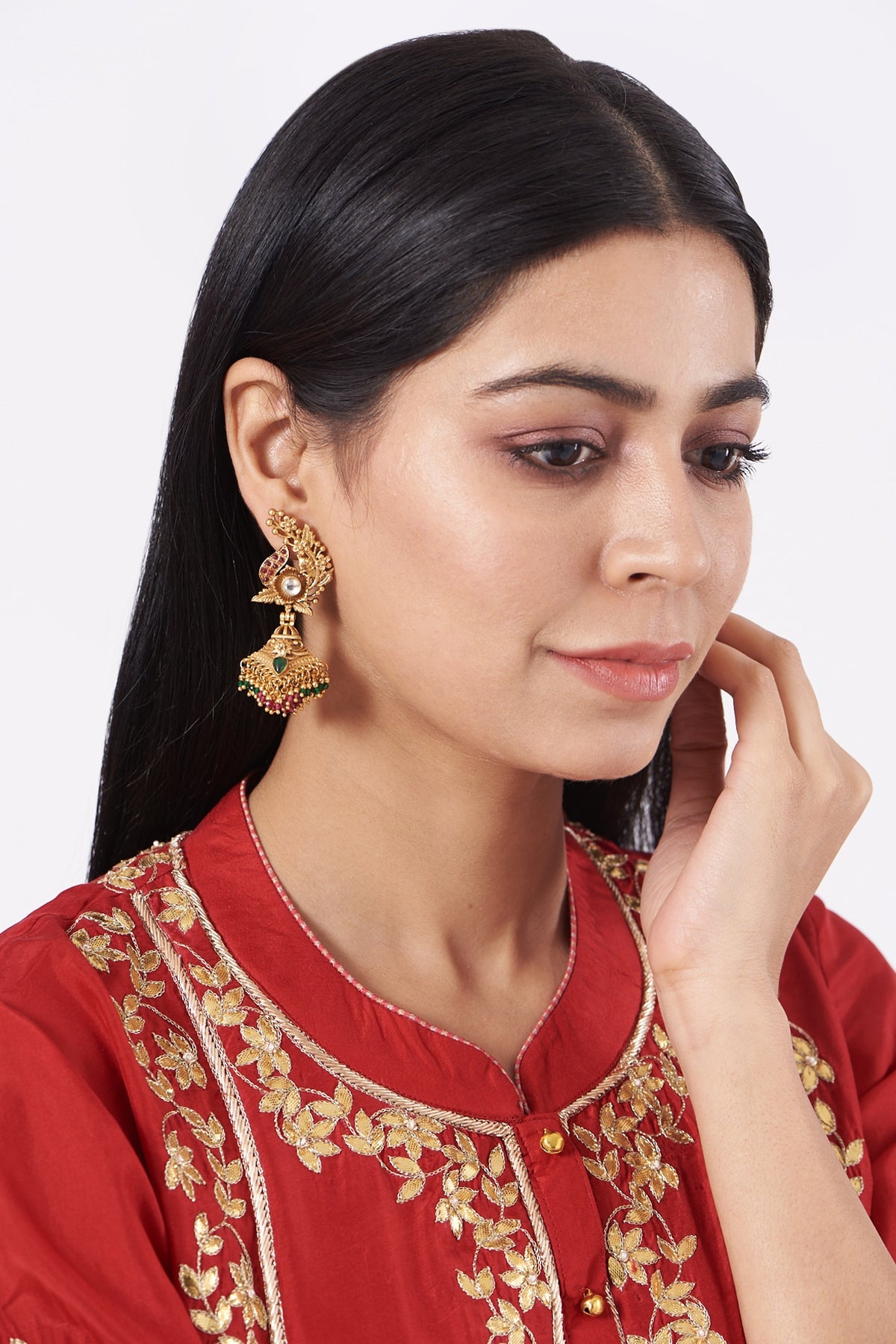 Gold Finish Beaded Earrings