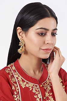 Gold Finish Beaded Earrings