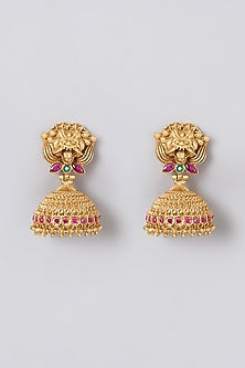 Gold Finish Earrings With Metal Balls