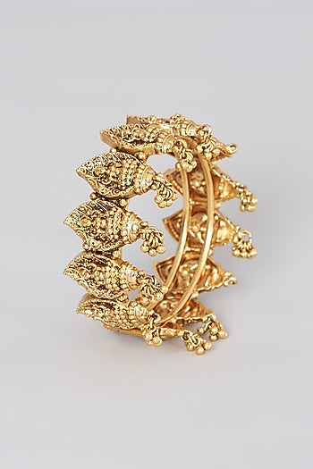Gold Finish Temple Bangle (Set of 2)