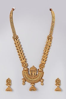 Gold Finish Long Necklace Set