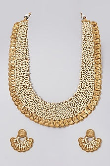 Gold Finish Synthetic Stone Necklace Set