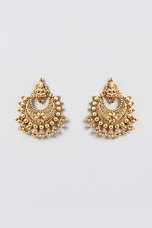 Gold Finish Laxmi Motif Chandbali Earrings