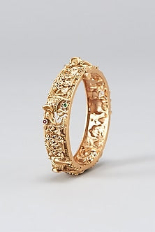 Gold Finish Temple Bangles (Set of 2)