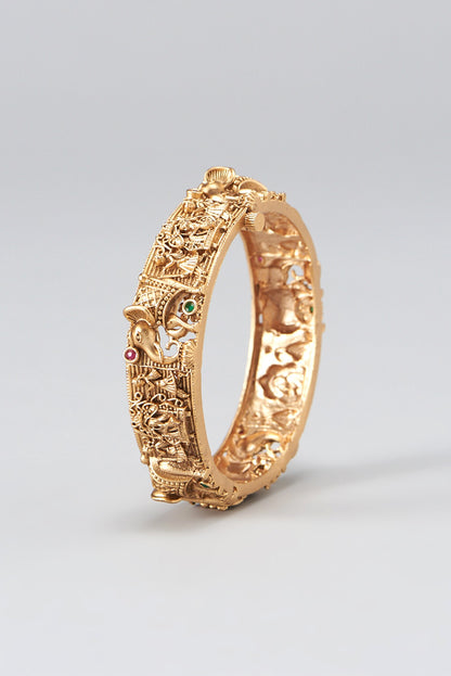 Gold Finish Temple Bangles (Set of 2)