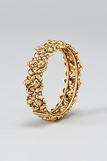 Gold Finish Ganesha Motif Temple Bangles (Set of 2)