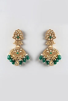 Gold Finish Kundan Polki Long Necklace Set