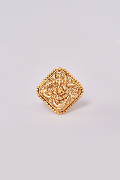 Gold Finish Motif Temple Rings