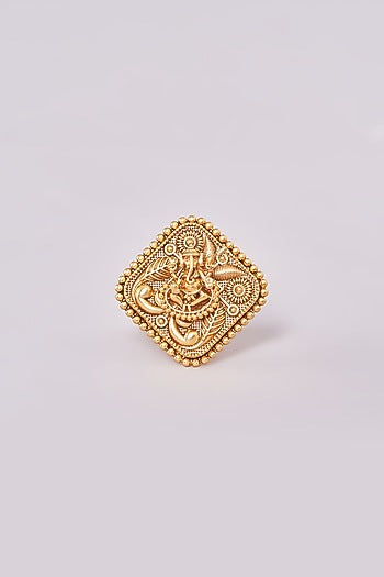Gold Finish Motif Temple Rings