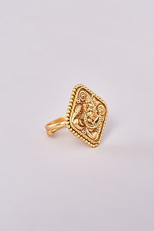Gold Finish Motif Temple Rings