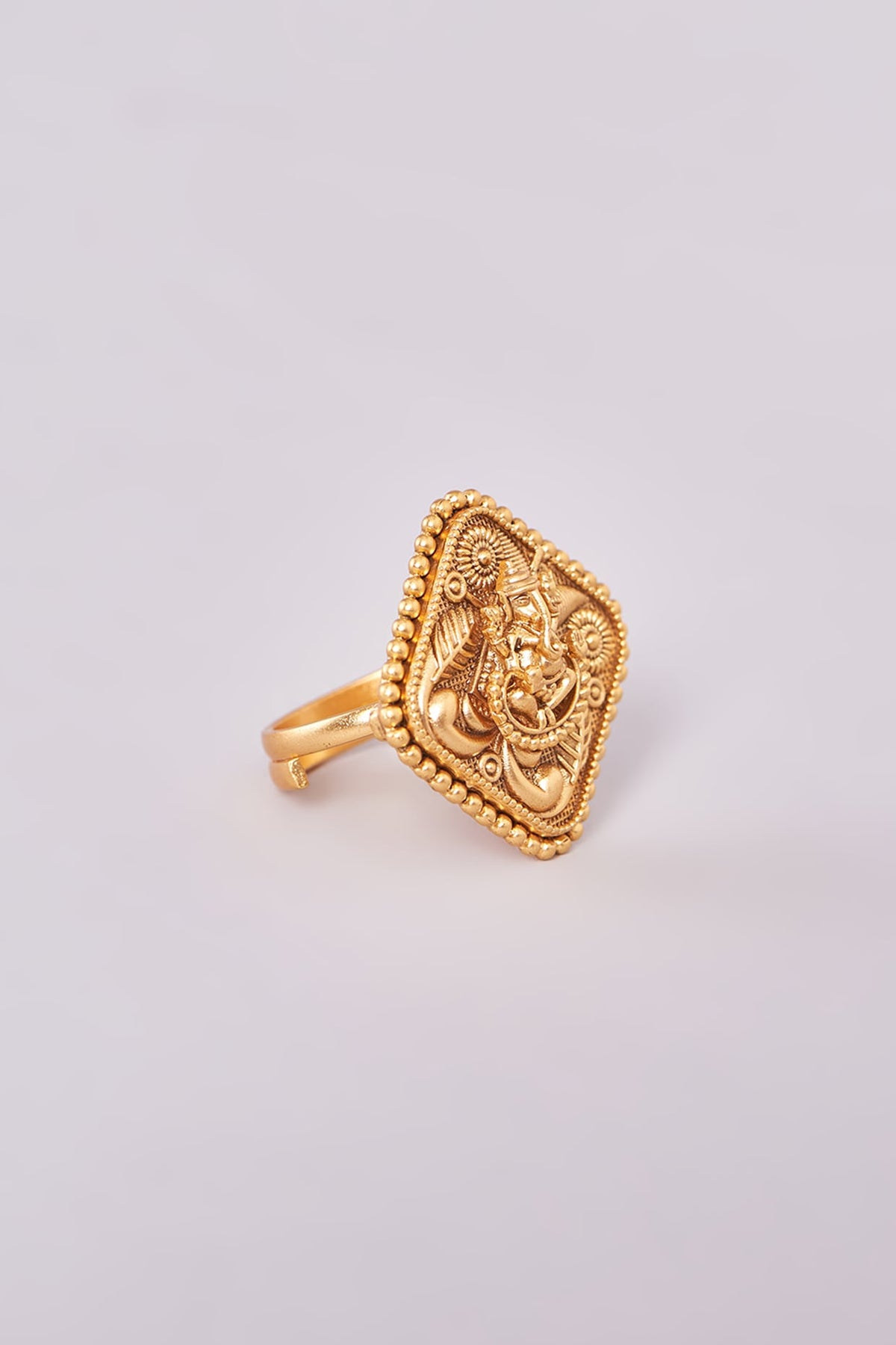 Gold Finish Motif Temple Rings